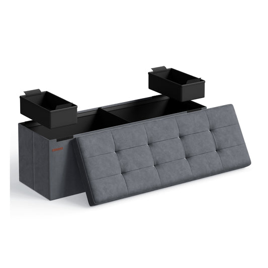 MAZIE Collection - 15 x 43 x 15 Inches Storage Ottoman Bench with Storage Chest, Load up to 660 lb Slate Gray - image 1