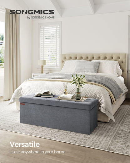 MAZIE Collection - 15 x 43 x 15 Inches Storage Ottoman Bench with Storage Chest, Load up to 660 lb Slate Gray - image 2