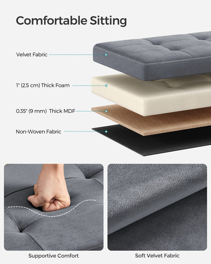 MAZIE Collection - 15 x 43 x 15 Inches Storage Ottoman Bench with Storage Chest, Load up to 660 lb Slate Gray - image 3