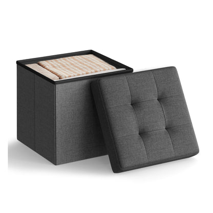 15 x 15 x 15 Inches Folding Storage Ottoman Cube Footrest Stool Coffee Table Puppy Step