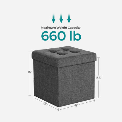 15 x 15 x 15 Inches Folding Storage Ottoman Cube Footrest Stool Coffee Table Puppy Step