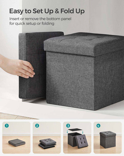 15 x 15 x 15 Inches Folding Storage Ottoman Cube Footrest Stool Coffee Table Puppy Step