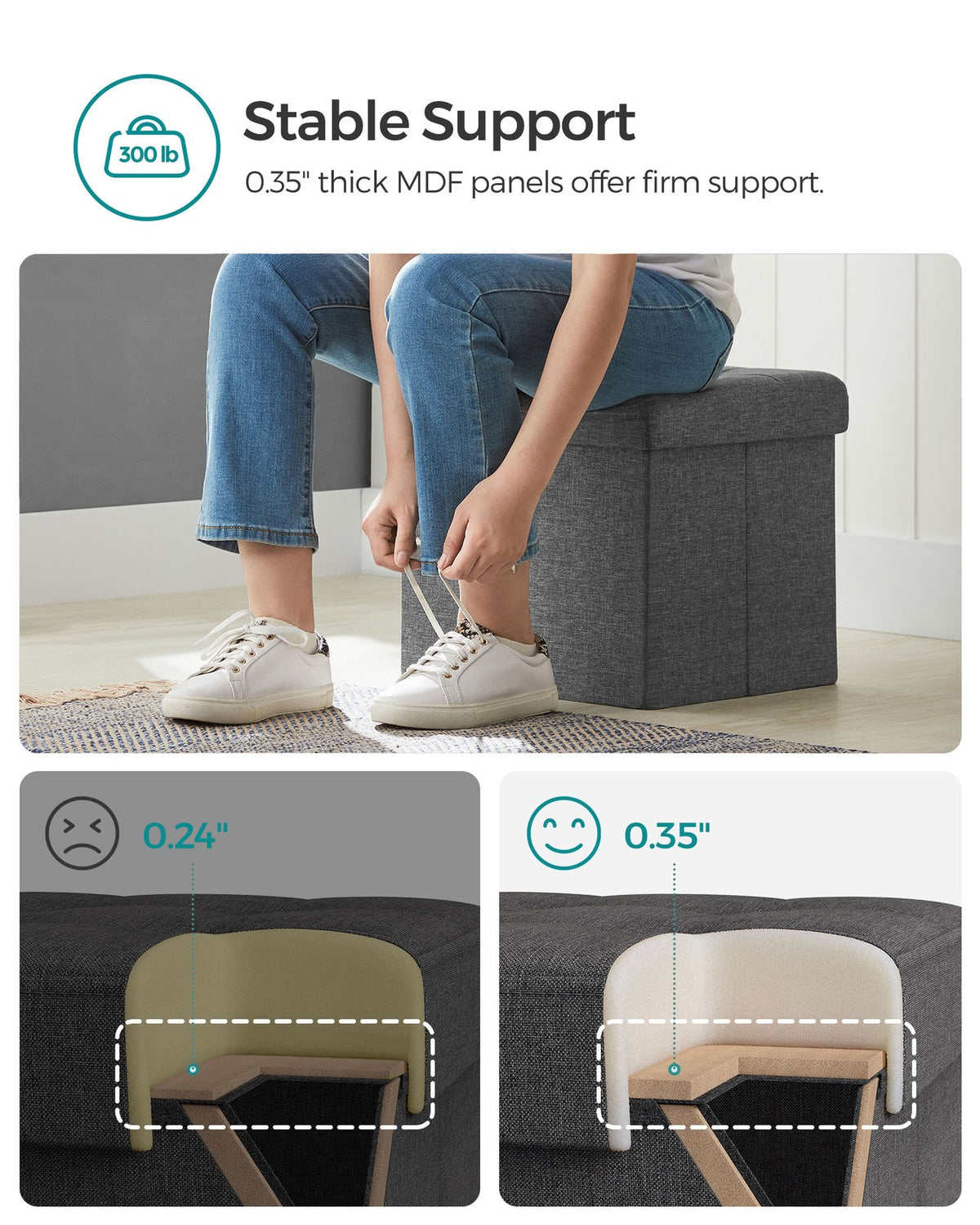 15 x 15 x 15 Inches Folding Storage Ottoman Cube Footrest Stool Coffee Table Puppy Step