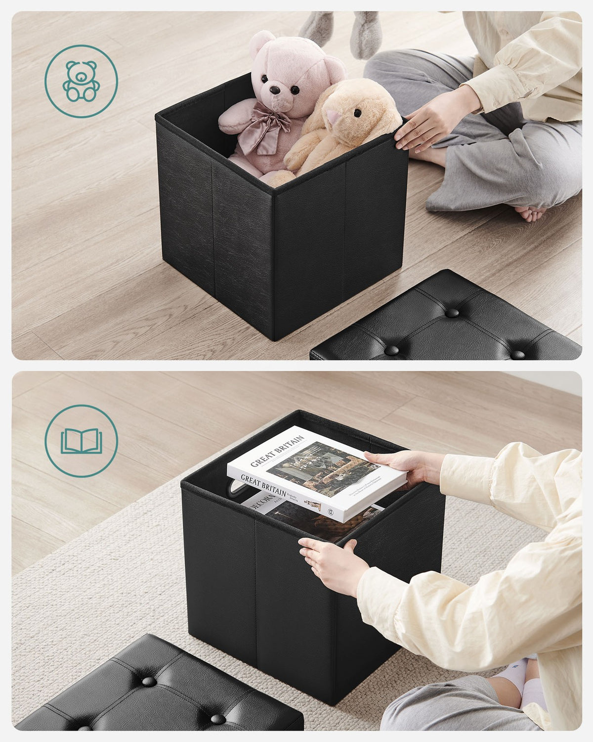 Folding Storage Ottoman, Cube Footrest, Puppy Step