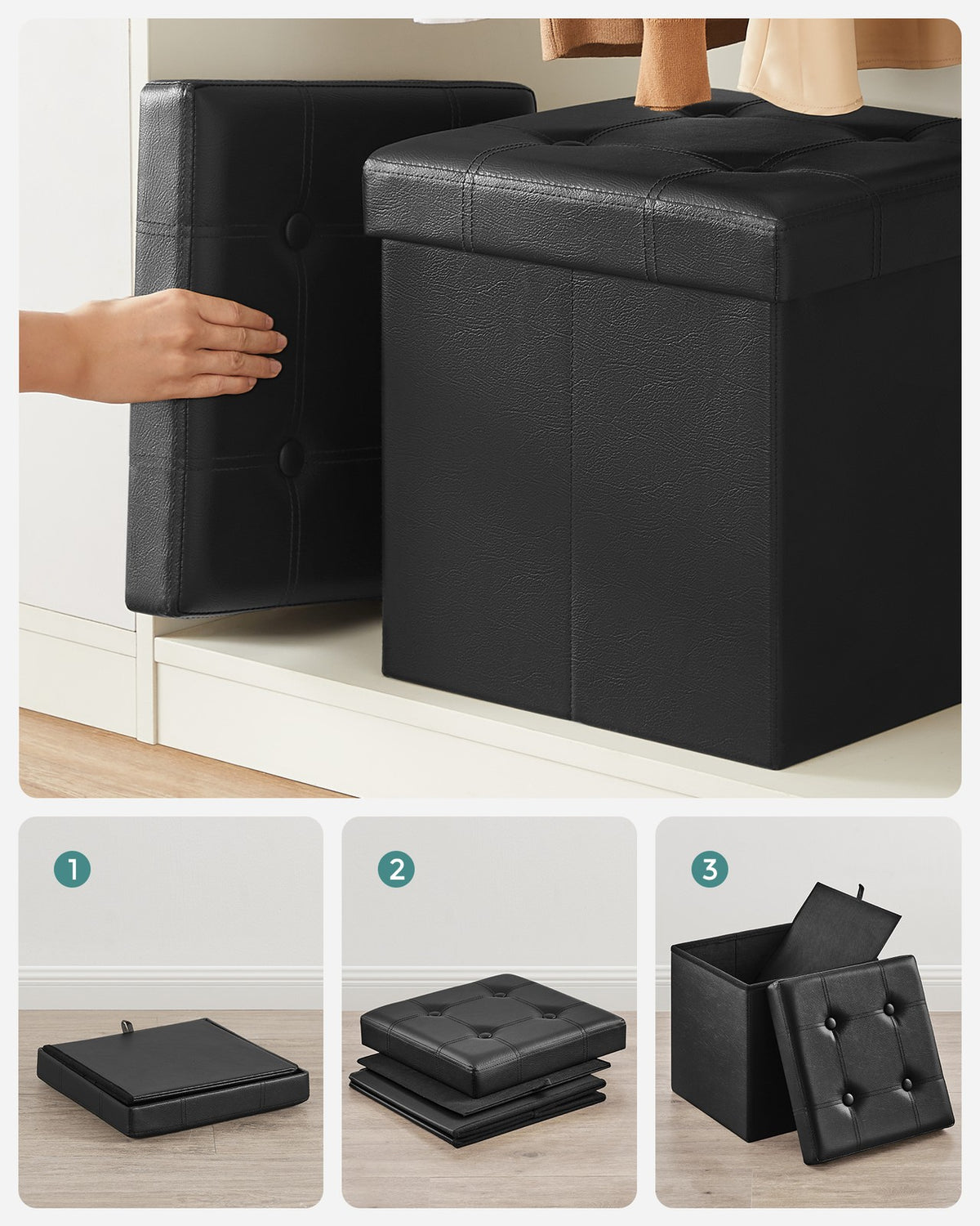 Folding Storage Ottoman, Cube Footrest, Puppy Step