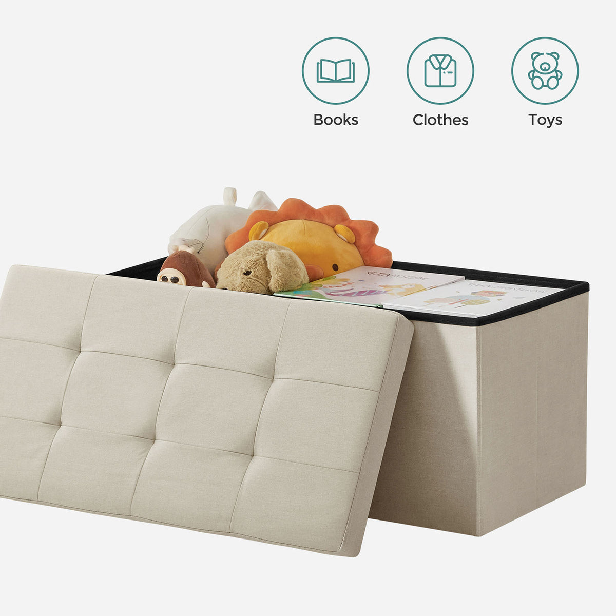 Storage Ottoman Bench, Chest with Lid, Foldable Seat