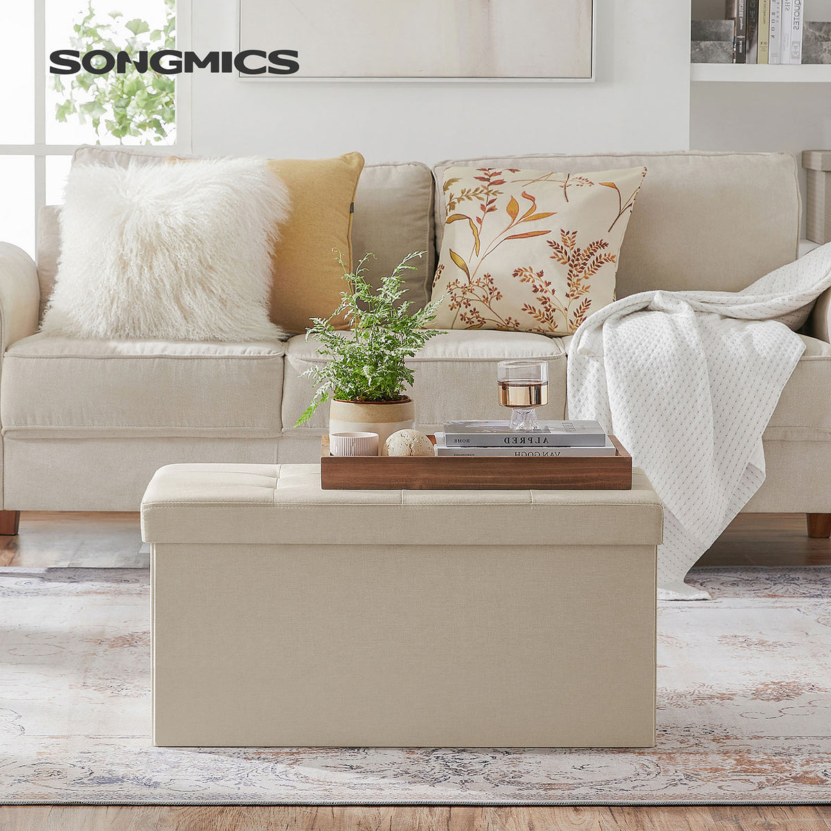 Storage Ottoman Bench, Chest with Lid, Foldable Seat
