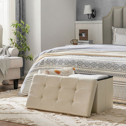 Storage Ottoman Bench, Chest with Lid, Foldable Seat