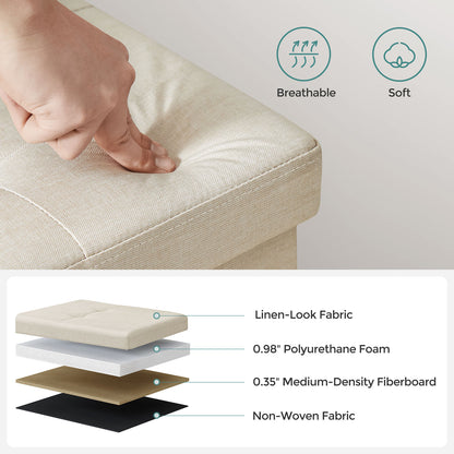 Storage Ottoman Bench, Chest with Lid, Foldable Seat