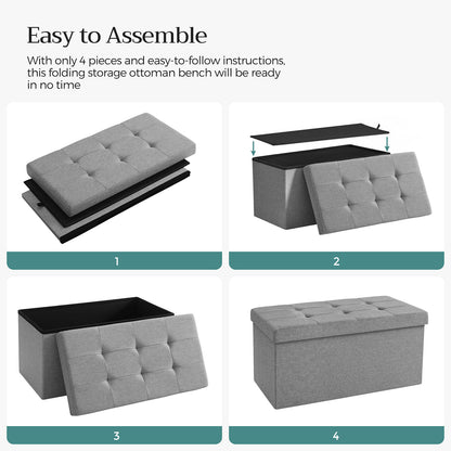 Storage Ottoman Bench, Chest with Lid, Foldable Seat