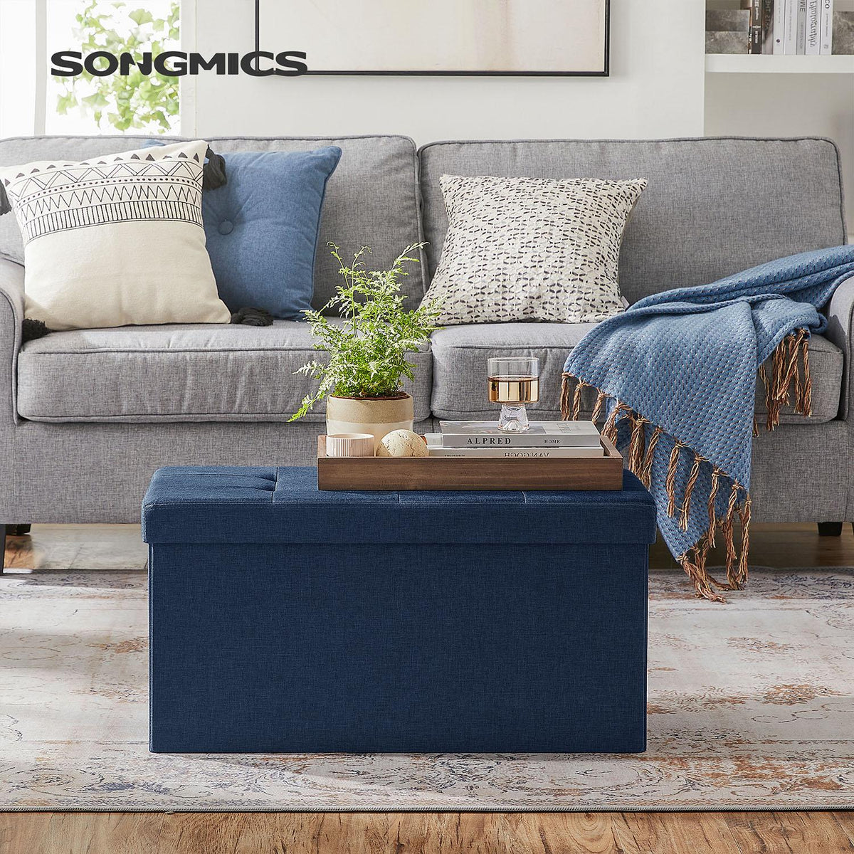 Storage Ottoman Bench, Chest with Lid, Foldable Seat