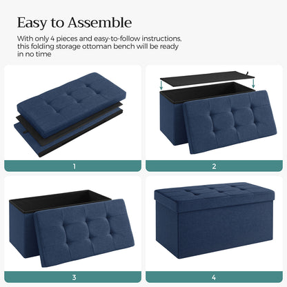 Storage Ottoman Bench, Chest with Lid, Foldable Seat