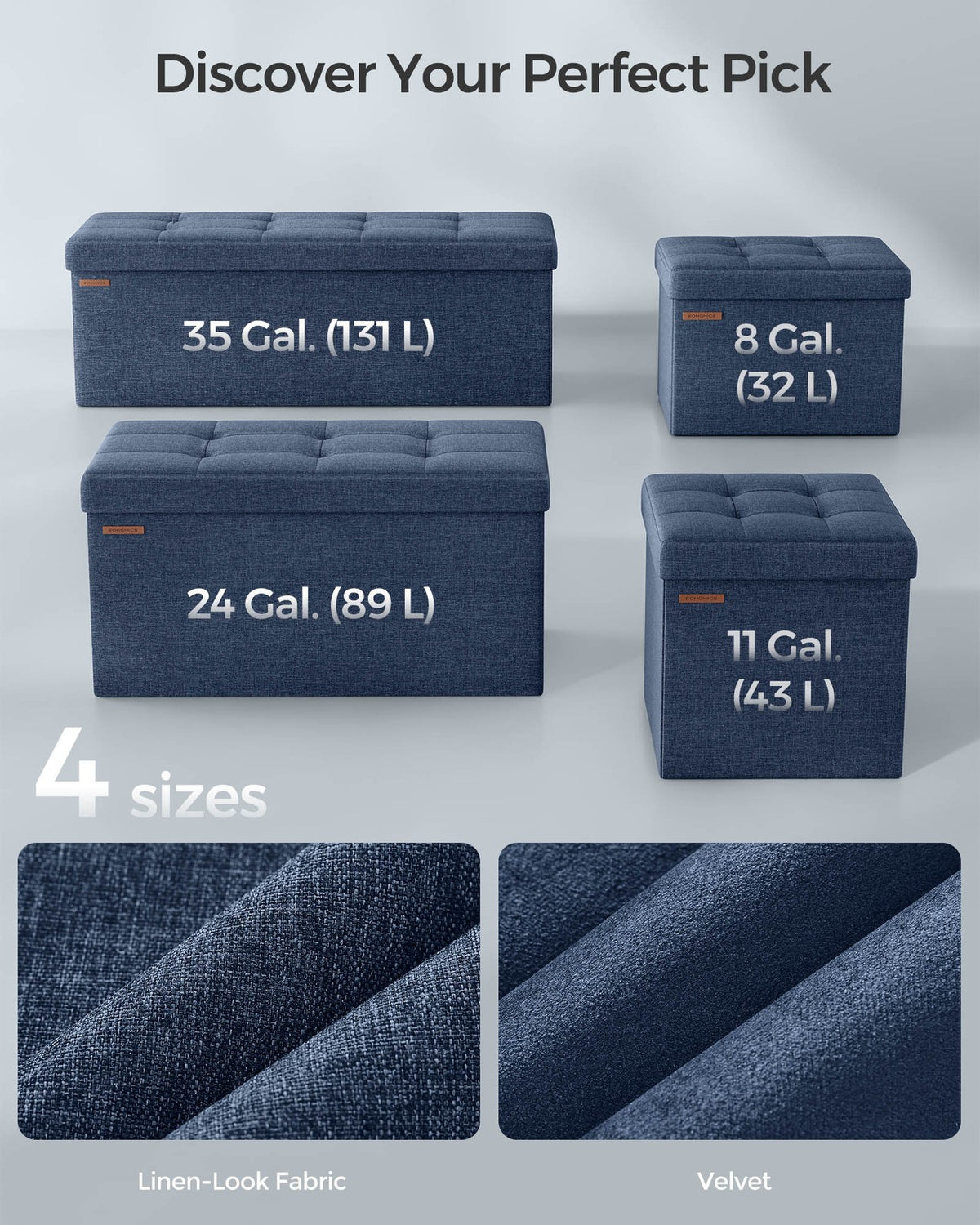 Storage Ottoman Bench, Chest with Lid, Foldable Seat