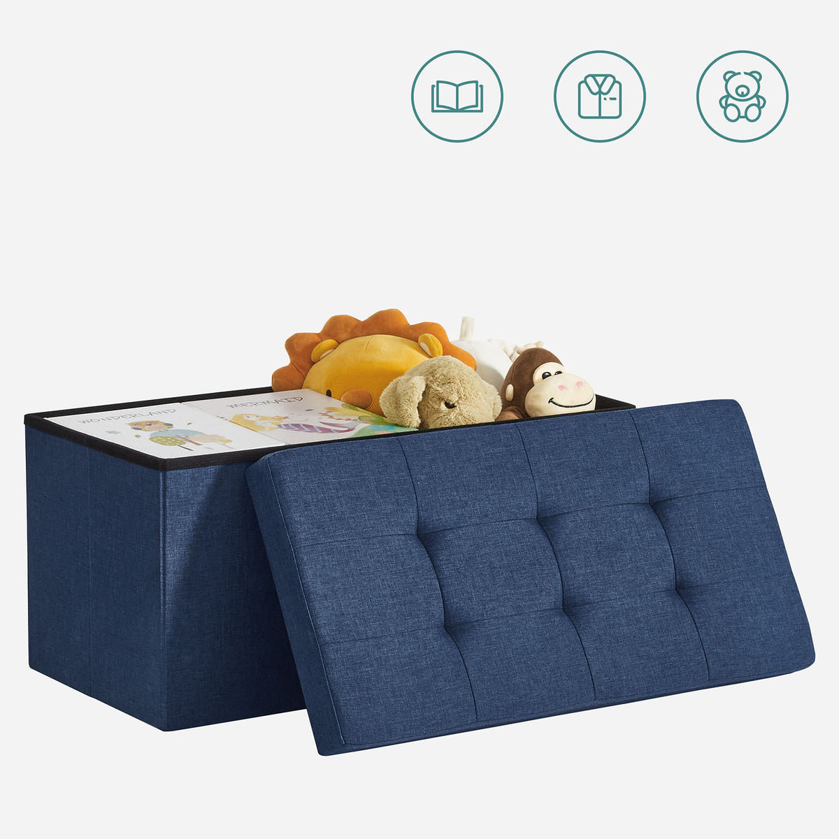 Storage Ottoman Bench, Chest with Lid, Foldable Seat