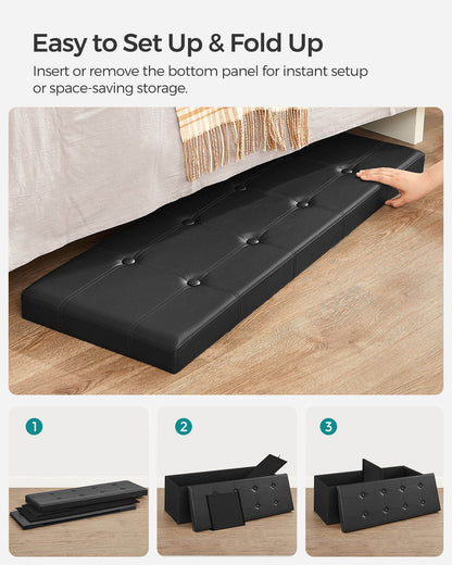 43" L Faux Leather Folding Storage Ottoman Bench, Storage Chest Footrest Padded Seat, Brown
