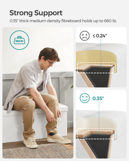 43" L Faux Leather Folding Storage Ottoman Bench, Storage Chest Footrest Padded Seat, Brown