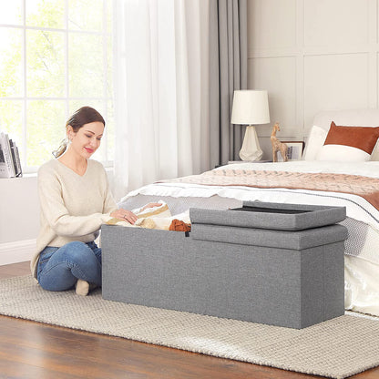 43.3 Inches Storage Ottoman Bench, Folding Storage Chest, Footstool with Flip-up Lid