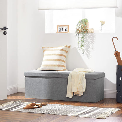 43.3 Inches Storage Ottoman Bench, Folding Storage Chest, Footstool with Flip-up Lid