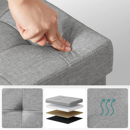 43.3 Inches Storage Ottoman Bench, Folding Storage Chest, Footstool with Flip-up Lid