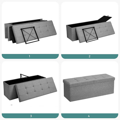 43.3 Inches Storage Ottoman Bench, Folding Storage Chest, Footstool with Flip-up Lid
