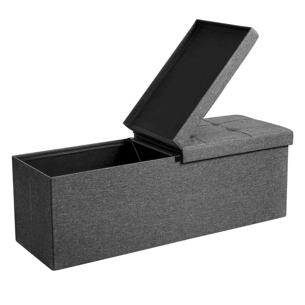 43.3 Inches Storage Ottoman Bench, Folding Storage Chest, Footstool with Flip-up Lid