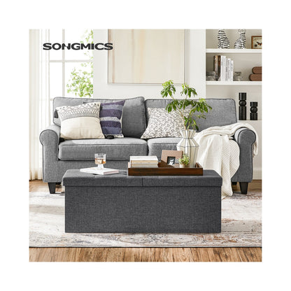 43.3 Inches Storage Ottoman Bench, Folding Storage Chest, Footstool with Flip-up Lid