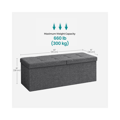 43.3 Inches Storage Ottoman Bench, Folding Storage Chest, Footstool with Flip-up Lid