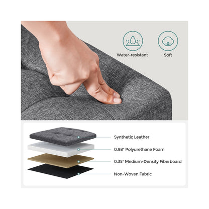 43.3 Inches Storage Ottoman Bench, Folding Storage Chest, Footstool with Flip-up Lid