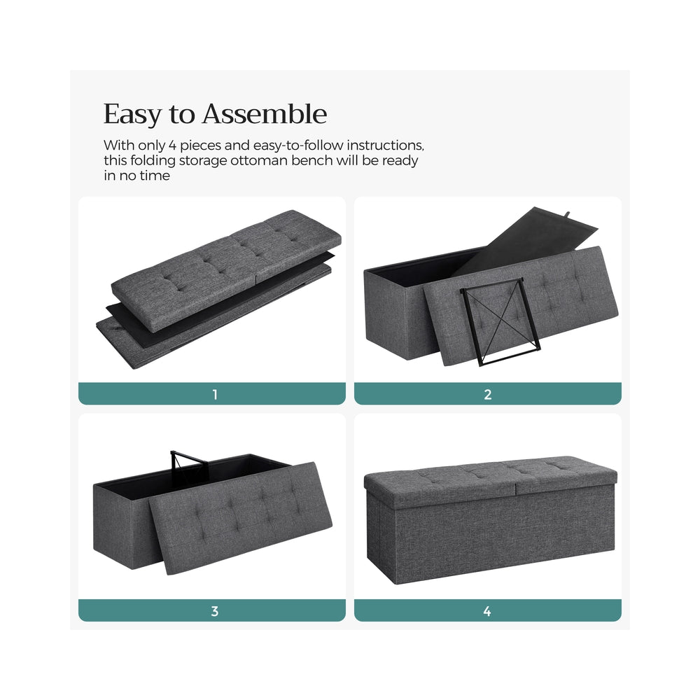 43.3 Inches Storage Ottoman Bench, Folding Storage Chest, Footstool with Flip-up Lid