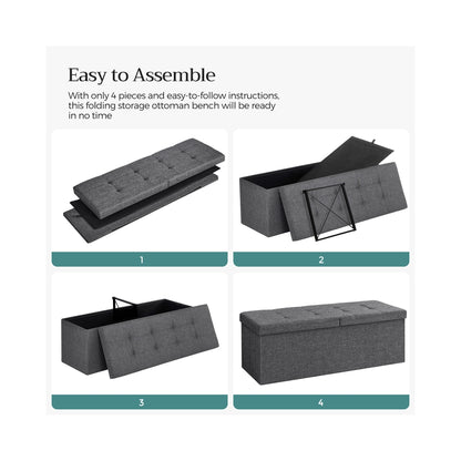 43.3 Inches Storage Ottoman Bench, Folding Storage Chest, Footstool with Flip-up Lid