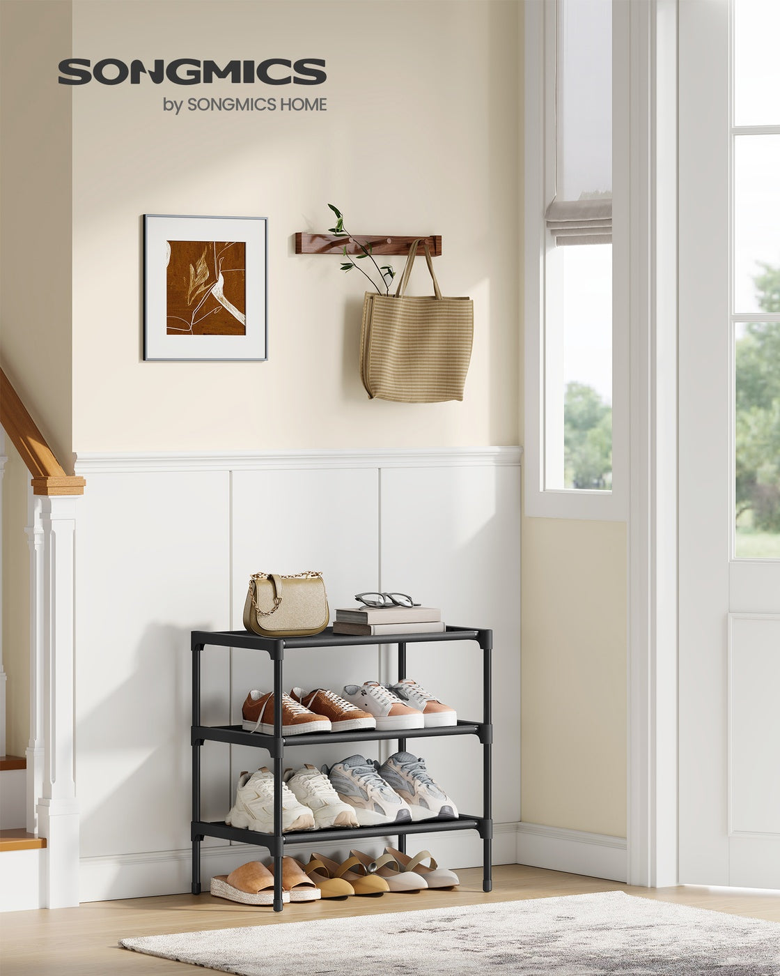 Shoe Rack, 3-Tier Shoe Storage Organizer, Space-Saving, 11.7 x 16.5 x 19.1 Inches - image 2
