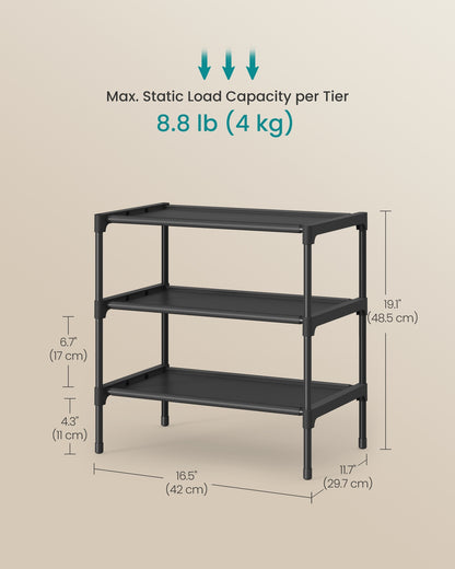 Shoe Rack, 3-Tier Shoe Storage Organizer, Space-Saving, 11.7 x 16.5 x 19.1 Inches - image 6