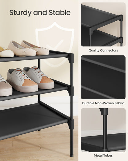 Shoe Rack, 3-Tier Shoe Storage Organizer, Space-Saving, 11.6 x 24.5 x 21 Inches, Entryway - image 3