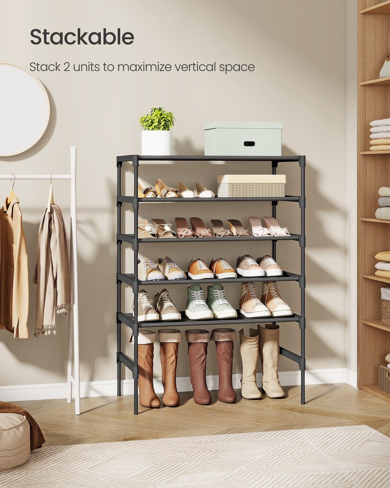 Shoe Rack, 3-Tier Shoe Storage Organizer, Space-Saving, 11.6 x 24.5 x 21 Inches, Entryway - image 6