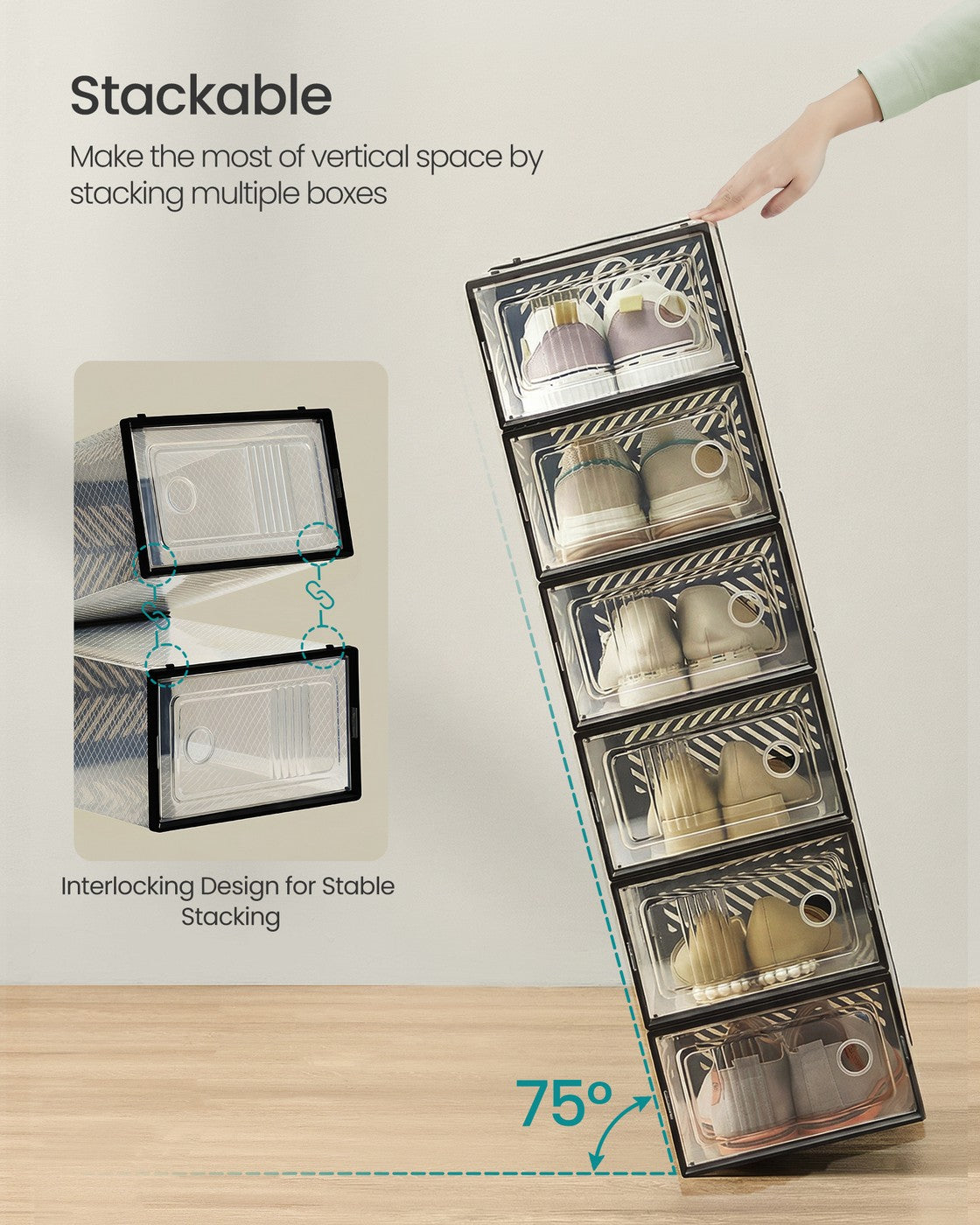 Stackable foldable shoe storage boxes for everyday footwear - image 3