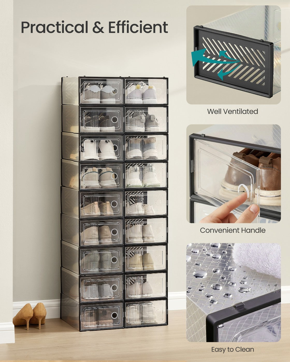 Stackable foldable shoe storage boxes for everyday footwear - image 4