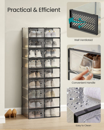 Stackable foldable shoe storage boxes for everyday footwear - image 4