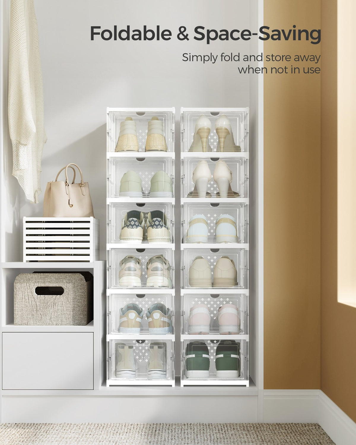 Pack of 18 Foldable Shoe Boxes, Fit up to US Size 13