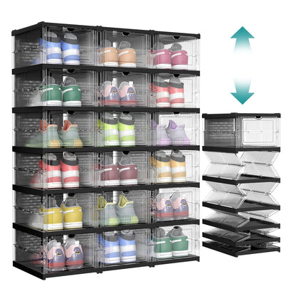 Pack of 18 Foldable Shoe Boxes, Fit up to US Size 13