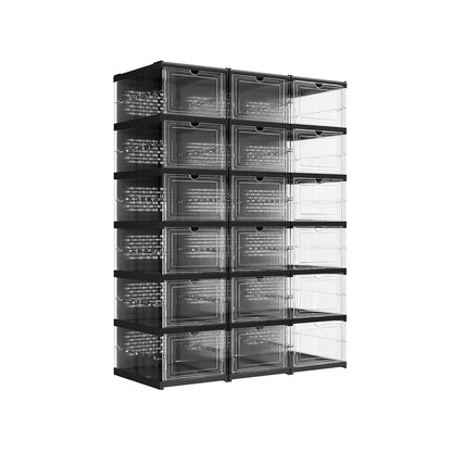 Pack of 18 Foldable Shoe Boxes, Fit up to US Size 13