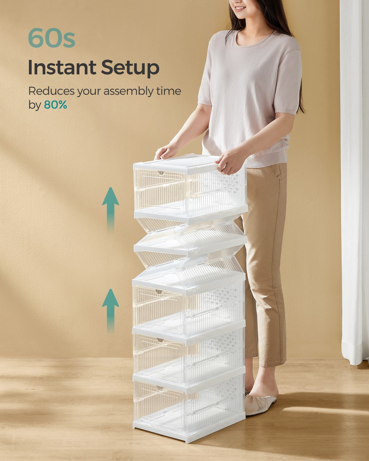 Pack of 18 Foldable Shoe Boxes, Fit up to US Size 13