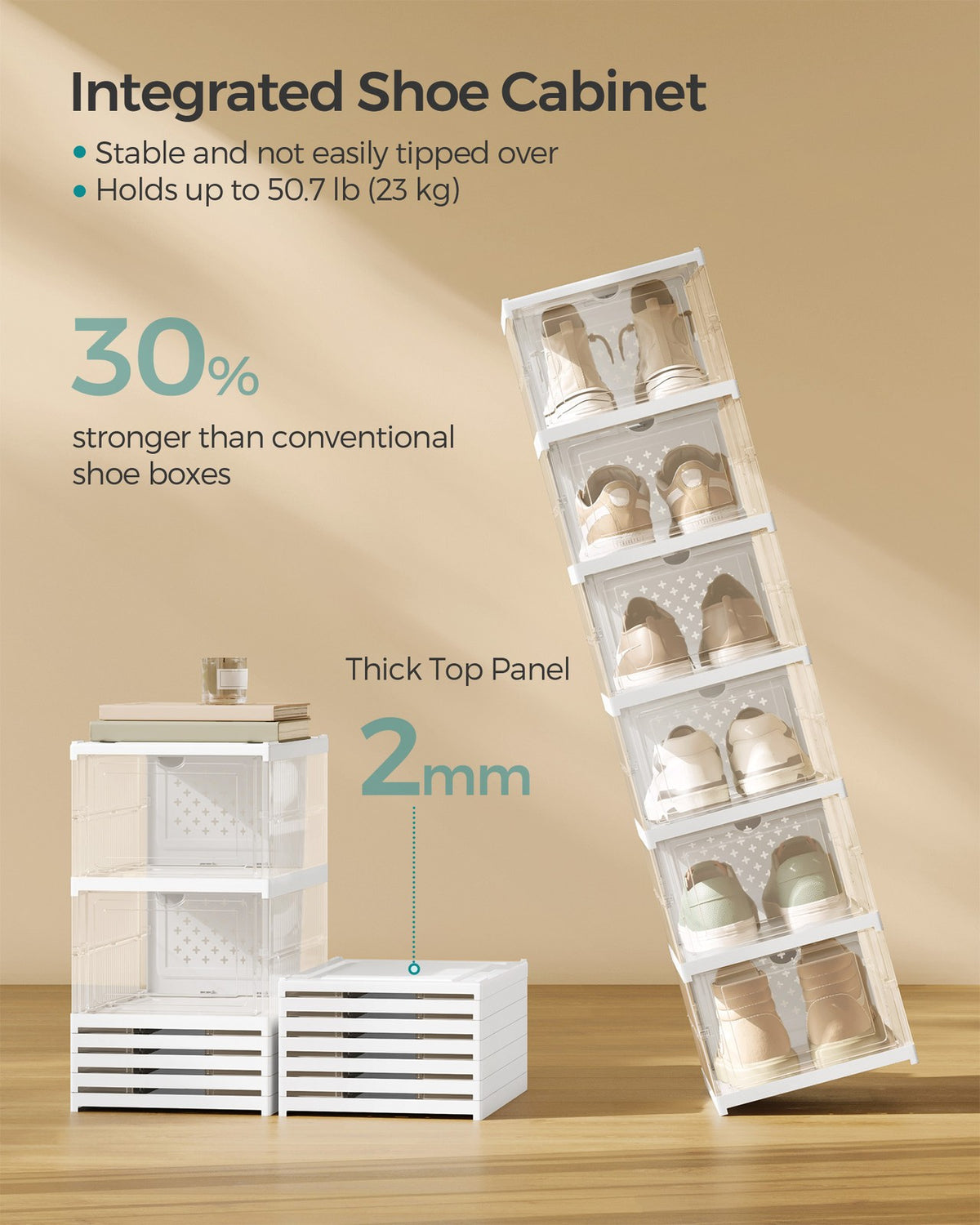 Pack of 18 Foldable Shoe Boxes, Fit up to US Size 13