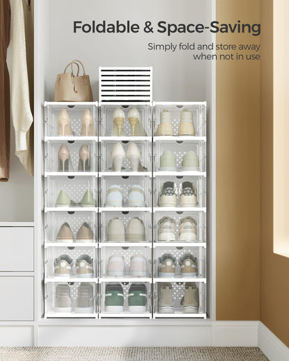 Pack of 18 Foldable Shoe Boxes, Fit up to US Size 13