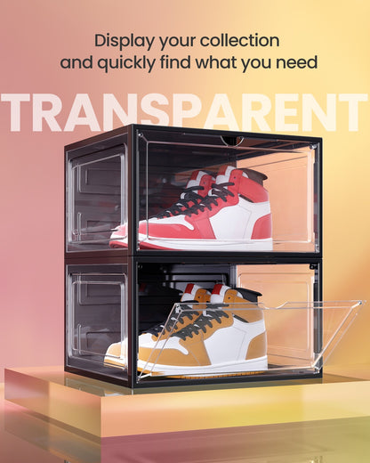 Shoe Boxes Set of 8 13 x 11.2 x 7.6 Inches Black and Transparent White - image 3