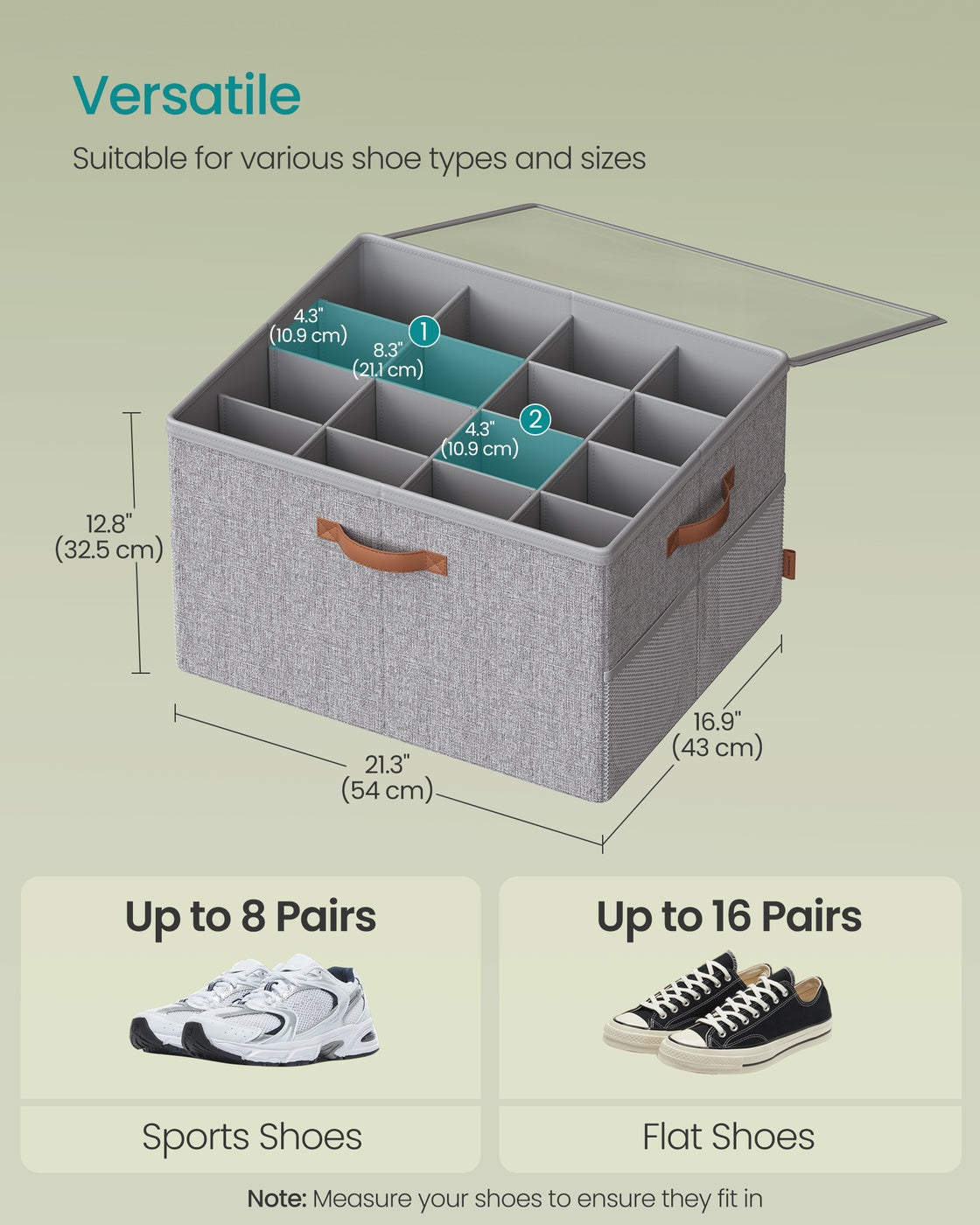Shoe Organizer for Closet, Fits 16 Pairs