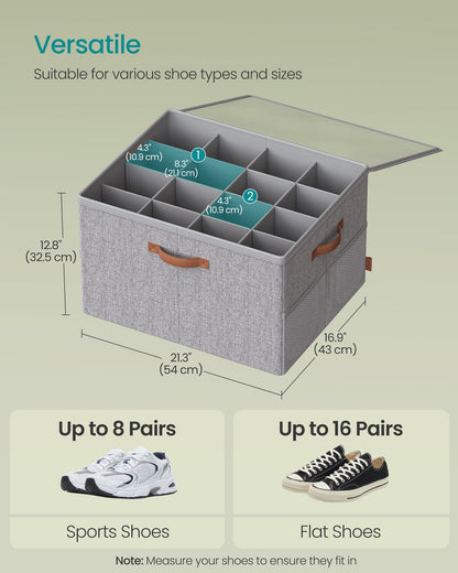 Shoe Organizer for Closet, Fits 16 Pairs