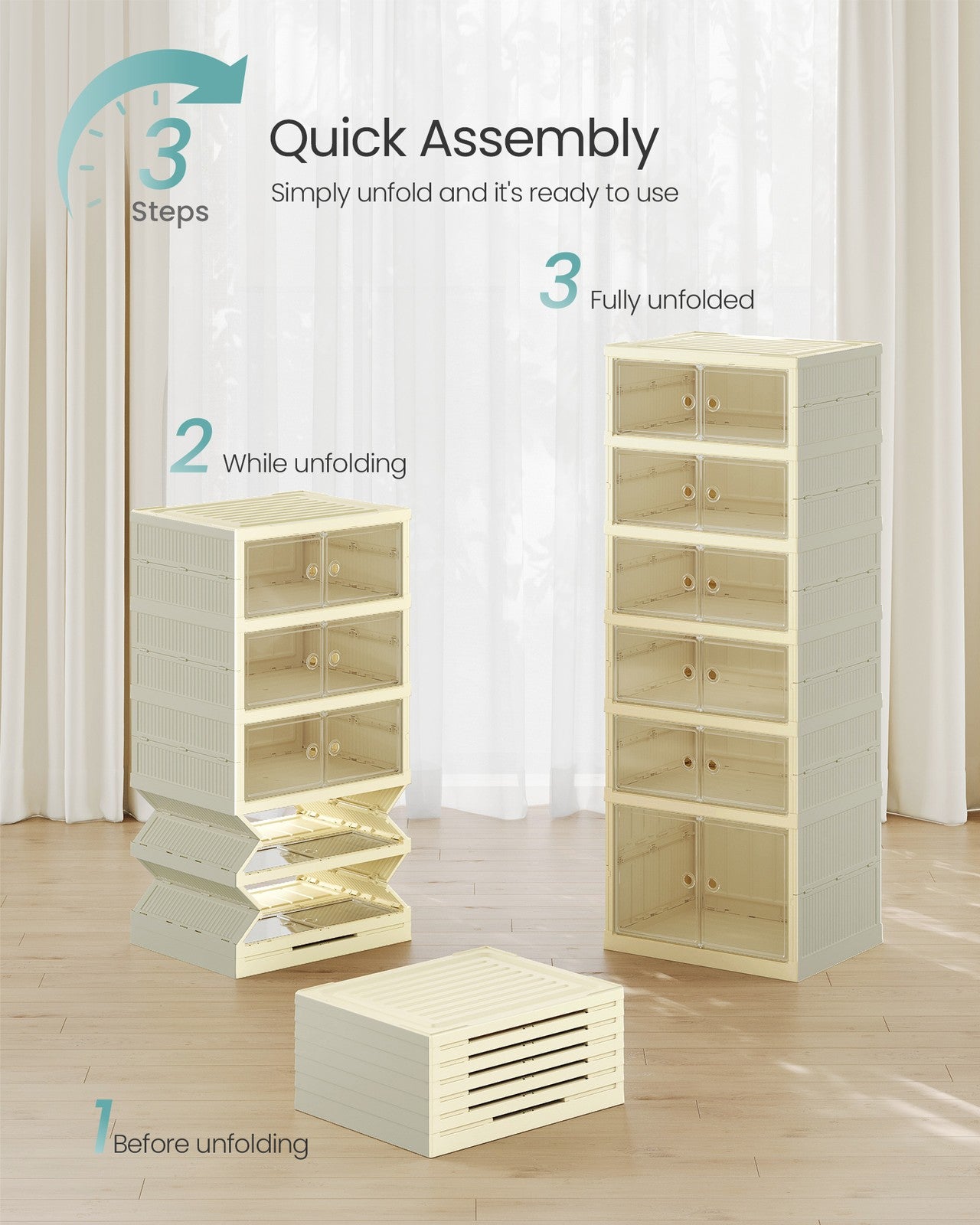 Foldable Shoe Storage Organizer for Closet, Stackable Sneaker Cabinet with Magnetic Door - image 2