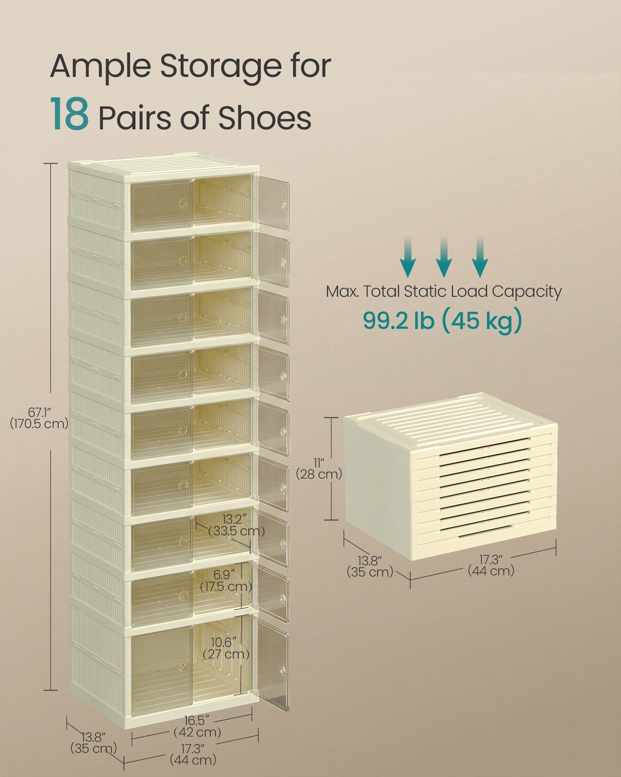 Foldable Shoe Storage Organizer for Closet, Stackable Sneaker Cabinet with Magnetic Door - image 3