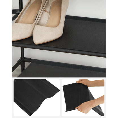 Shoe Rack, 10-Tier Shoe Shelf, Shoe Storage Organizer, Metal Frame, Non-Woven Fabric Shelves