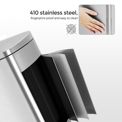 Kitchen Trash Garbage Can, Pedal Stainless Steel Rubbish Bin 13.2 Gal (50L) with Plastic Inner Bucket